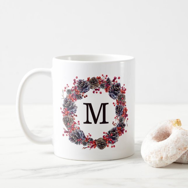 Coroa Rústica | Caneca de Café com Monograma de Fe (Com Donut)