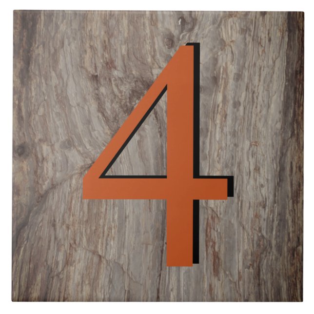 Corpo Brilhante de Cobre Número Azulejo 4 Quatro d (Frente)