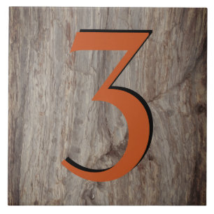 Corpo do Brilho de Cobre Número Azulejo 3 na Cinz