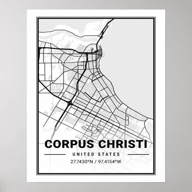 Corpus Christi Texas USA Travel City Map Poster (Frente)