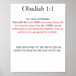 Corrected King Jams Obadiah 1:1 Poster