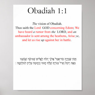 Corrected King Jams Obadiah 1:1 Poster