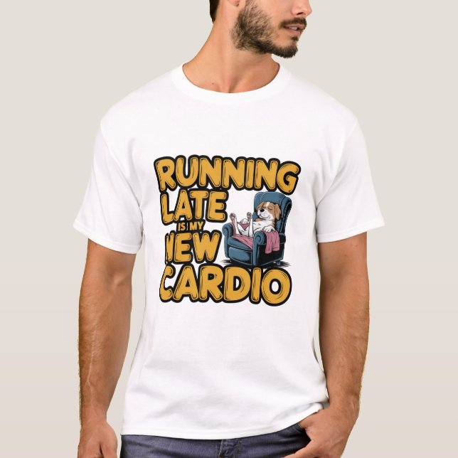 Correndo Atrás do Tempo Camiseta de Cárdio Engraça (Frente)