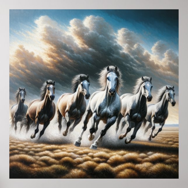 Correndo Cavalos Selvagens - Impressão de Arte Nat (Frente)