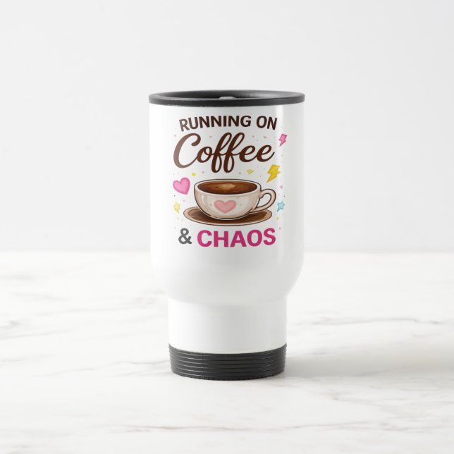 Correndo com Café & Caos — Design de Xícara de Caf (Centro)