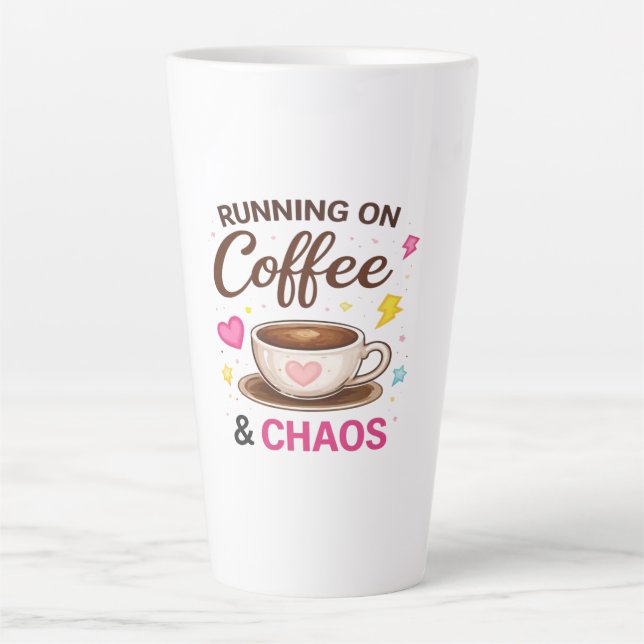 Correndo com Café & Caos — Design de Xícara de Caf (Frente)