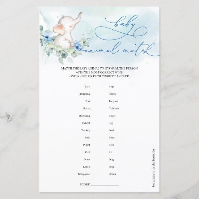 Correspondência entre Bebê e Elefante Eucalyptus (Frente)