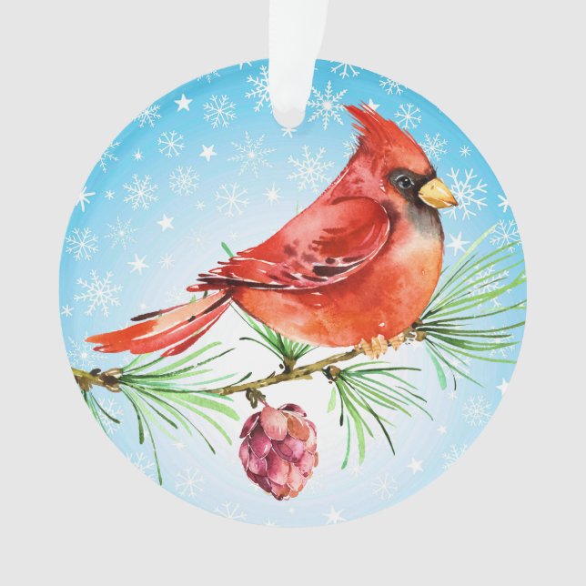 CORRETO: Cardeal - Ornamento de Aves Vermelhas (Frente)