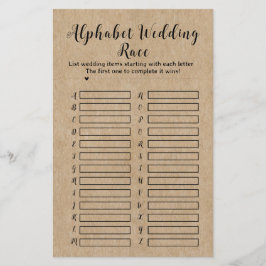 Corrida de Casamento do Alfabeto Rustic Paper Alph