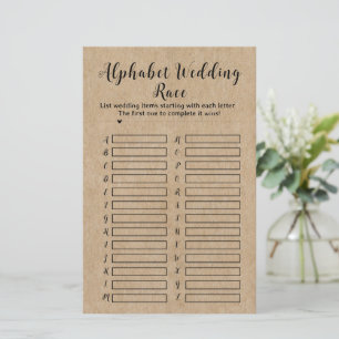 Corrida de Casamento do Alfabeto Rustic Paper Alph