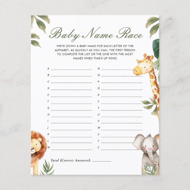 Corrida de Nomes de Bebê Um Pequeno Selvagem Jogo  (Frente)