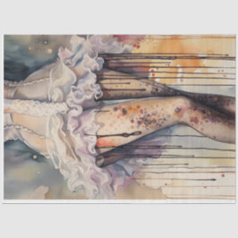 Corset e Meias Papel Decoupage de Aquarela