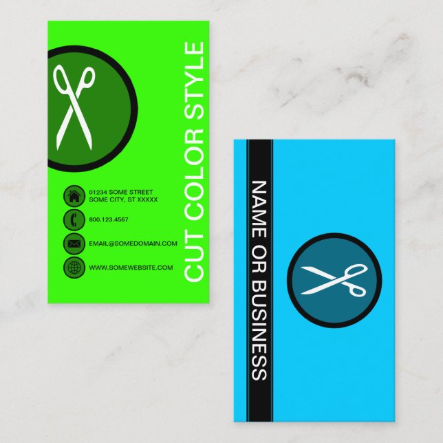 CORTAR O ESTILO DE COR, Cartão de visita (Frente/Verso)