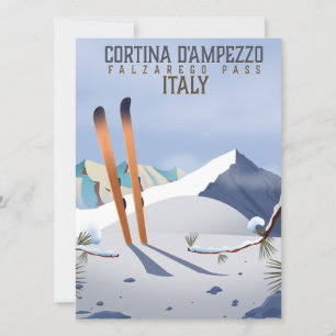 Cortina d'Ampezzo Itália Cartaz de Esqui Impressão