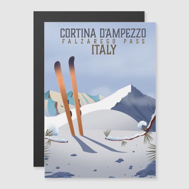 Cortina d'Ampezzo Itália Esqui poster de Arte (Frente/Verso)