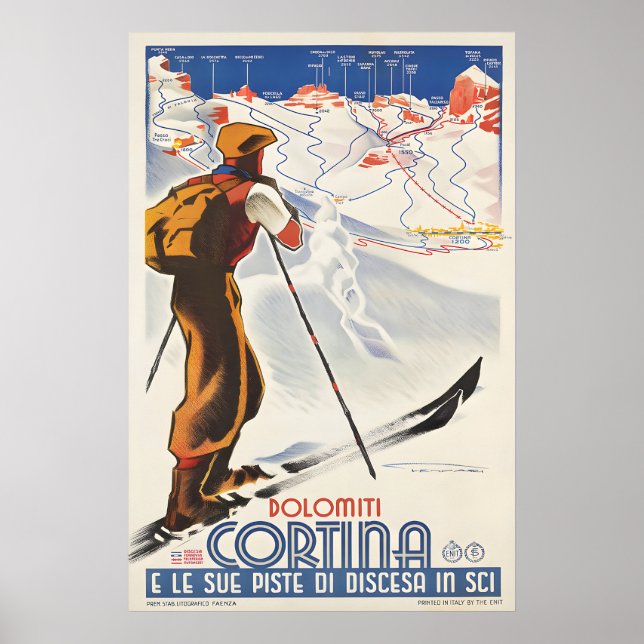Cortina Esqui - Impressões de Pôsteres de Viagem A (Frente)