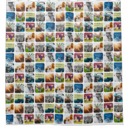 Cortina Para Box 10 Quadros Brancos Arredondados com Modelo de Grad