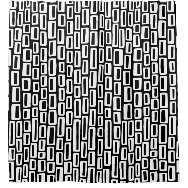 Cortina Para Box 200515 - Branco sobre Preto (Frente)