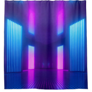Cortina Para Box 3d, fundo abstrato violeta rosa azul, néon
