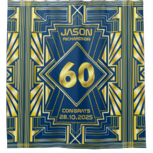 60º aniversário Art Deco Dourado Excelente Azul Ga