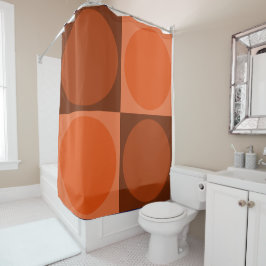 Cortina Para Box 70s Checks and Circles Flame Orange