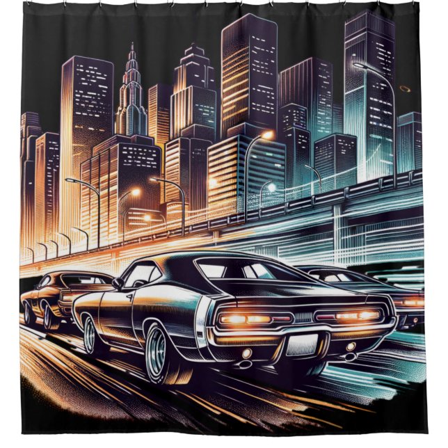 Cortina Para Box 70s Muscle Car Cityscape (Frente)