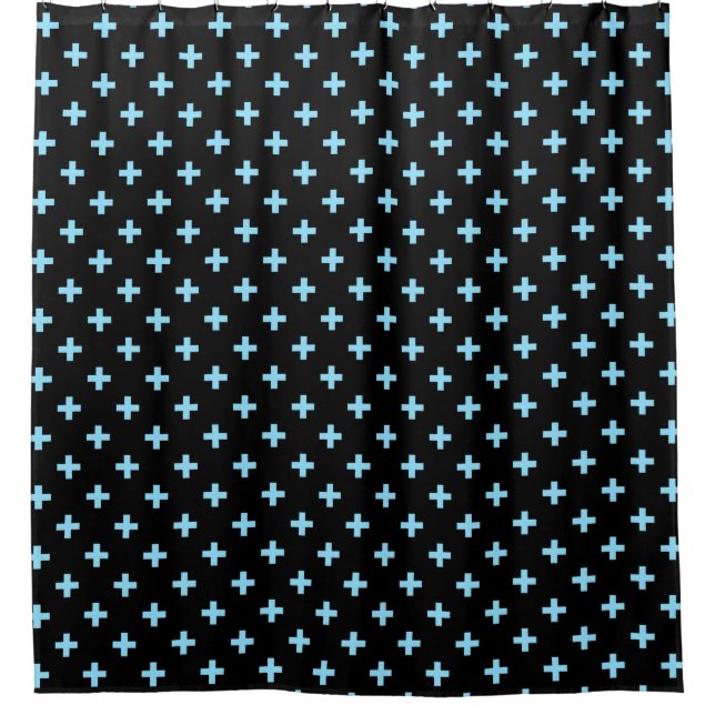 Cortina Para Box A polca azul-bebê cruza a preto (Frente)