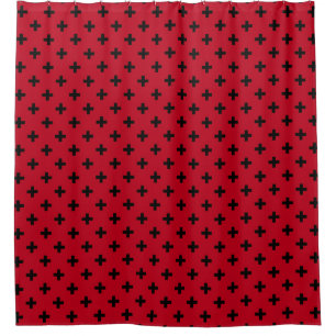 Cortina Para Box A polca preta cruza a vermelho