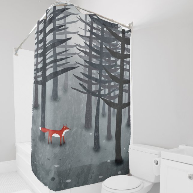 Cortina Para Box A Raposa e a Floresta (The Fox and the Forest shower curtain)