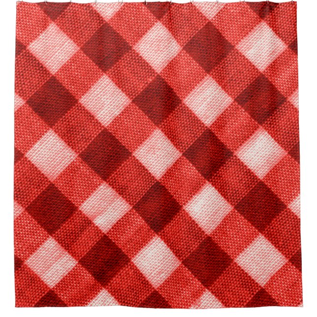 Cortina Para Box A textura do vermelho vivo do gingham f (Frente)