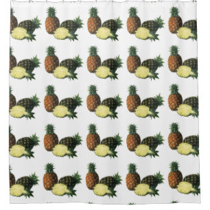 Cortina Para Box Abacaxis havaianos vintage, frutas orgânicas