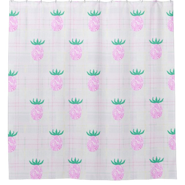 Cortina Para Box Abacaxis Rosa Chácara (Frente)