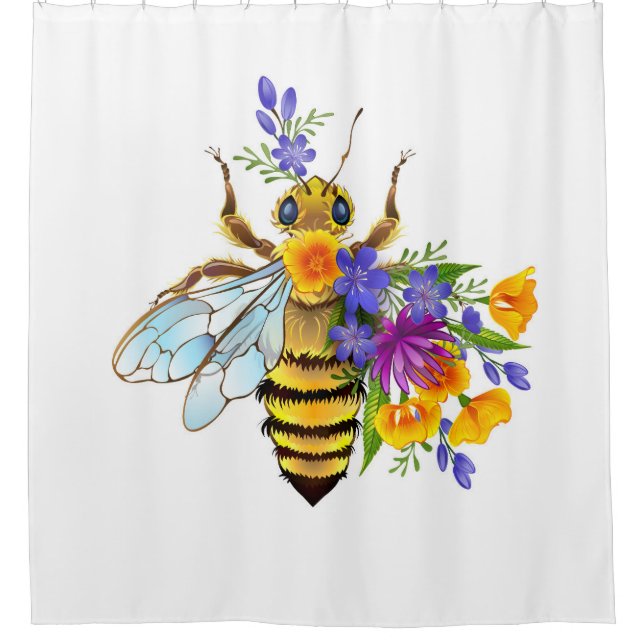 Cortina Para Box Abeja flor com plantas silvestres (Frente)