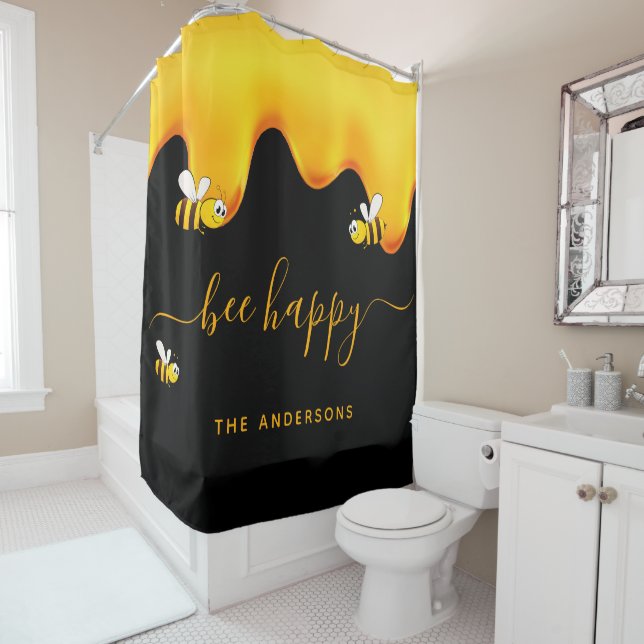 Cortina Para Box Abelhas negras, abelhões felizes, doce monograma d (In Situ)