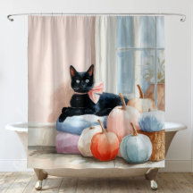 Abóbora Pastel Outono Aconchegante Gato Preto