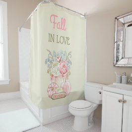 Cortina Para Box Abóboras Shabby de Ação de Graças Rosa Marfim Sage