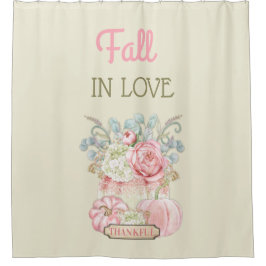 Cortina Para Box Abóboras Shabby de Ação de Graças Rosa Marfim Sage