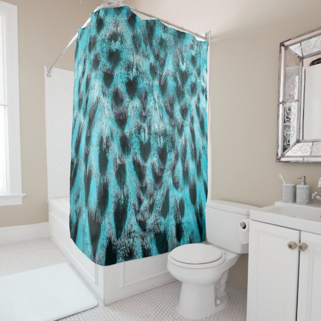 Cortina Para Box Abstract blue feather pattern (In Situ)