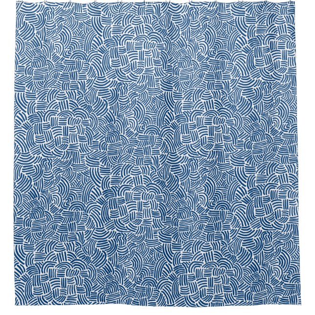 Cortina Para Box Abstrato 200923 - Azul Shibori em branco (Frente)