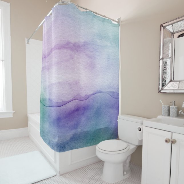 Cortina Para Box Abstrato azul-aquarela (In Situ)