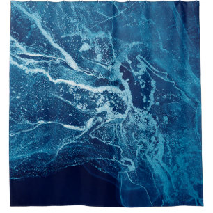 Cortina Para Box Abstrato azul. Bolhas de cor azul e branca. Limpar