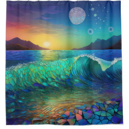 Cortina Para Box Abstrato Azure Seascape