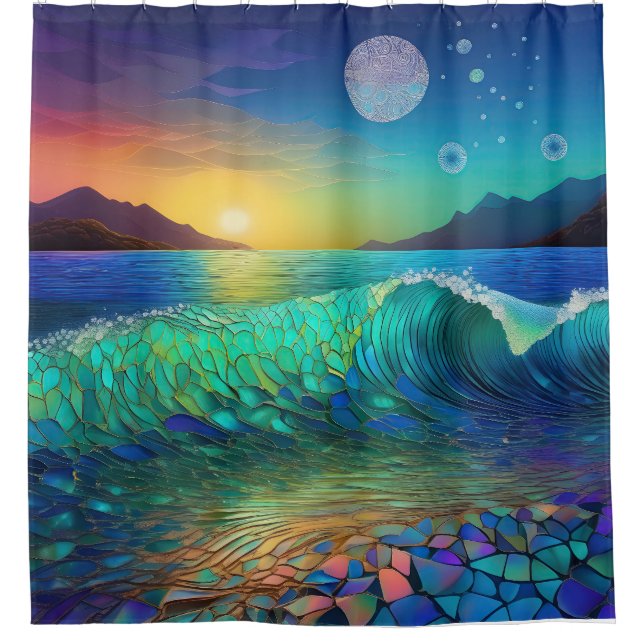 Cortina Para Box Abstrato Azure Seascape (Frente)