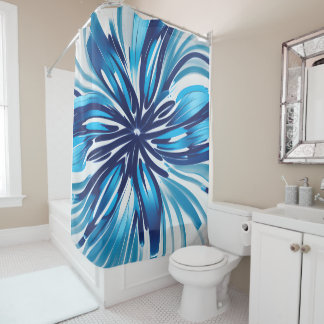Cortina Para Box Abstrato Blue Flower Art Deco