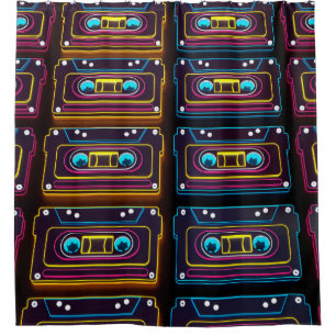 Cortina Para Box Abstrato cassete cassete neon retro music of backg