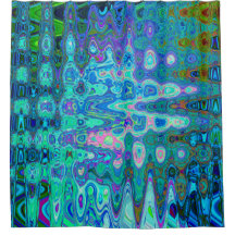 Abstrato Colorido Azul Ondulado Mosaico Retro