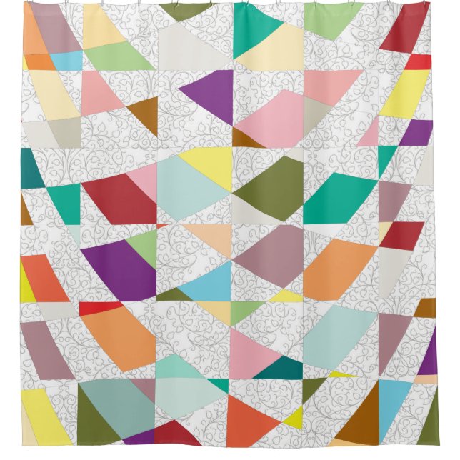 Cortina Para Box Abstrato - Cores - Damasco (Frente)