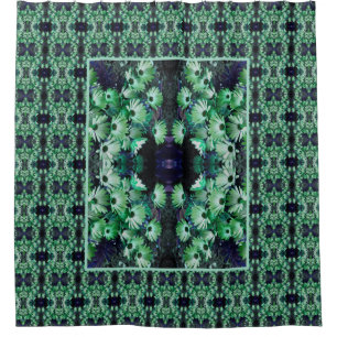 Cortina Para Box Abstrato das Flores de Margarida Verde Africanas