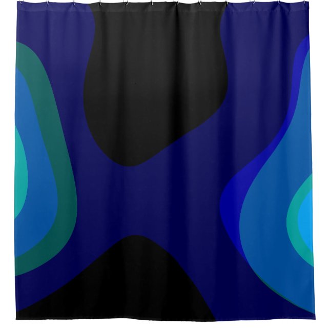 Cortina Para Box abstrato de 1007 Preto E Azul (Frente)