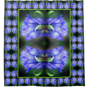 Cortina Para Box Abstrato de Arte da Flor Gentiana Azul